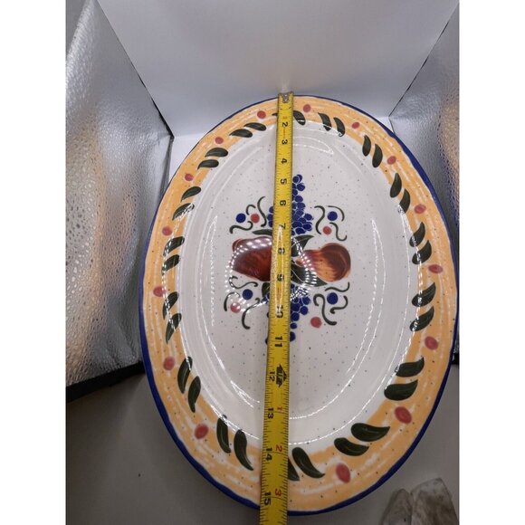 BUFFALO POTTERY FRUIT RESTAURANT WEAR PLATTER  BLUE ORANGE WHITE BUFA13 RARE!! - Picture 3 of 3